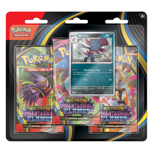 Pokémon TCG Mega Evolutions Phantasmal Flames Three Booster Blister